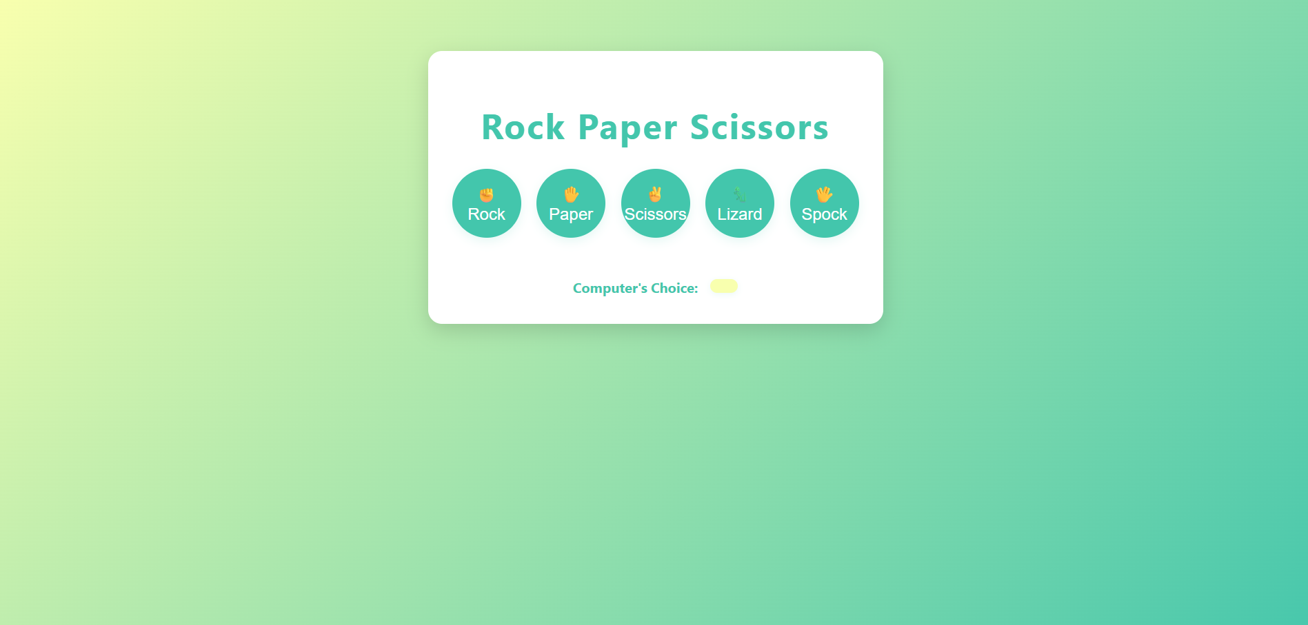Rock Paper Scissors Lizard Spock Game